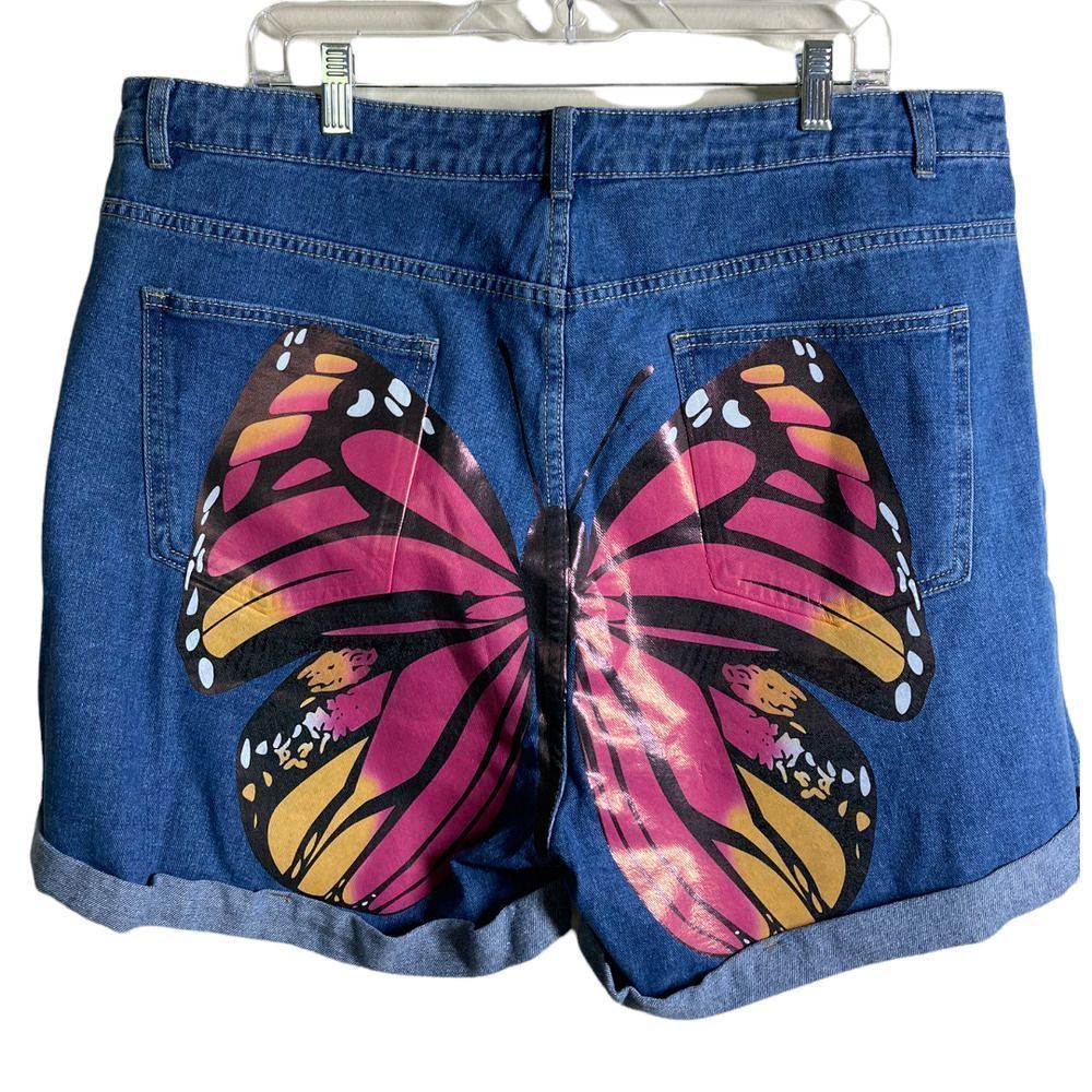 Shein Butterfly Denim Shorts 3XL